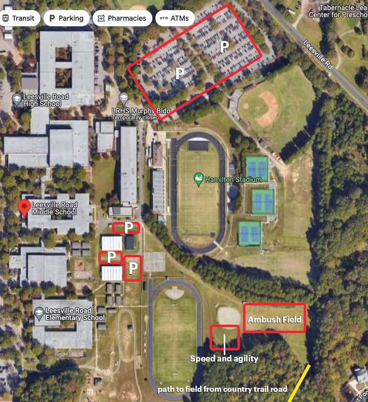 Leesville Road Middle School lower field map